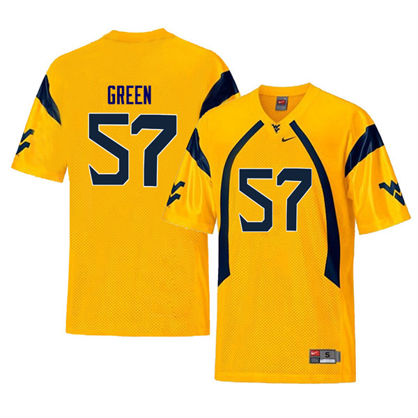 Men #57 Nate Green West Virginia Mountaineers Throwback College Football Jerseys Sale-Yellow - Click Image to Close
